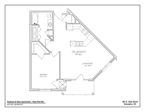 Floor plan 1Bed/1Bath B4