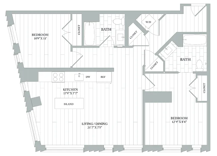 Floor plan B2 | 2 Bed | 2 Bath