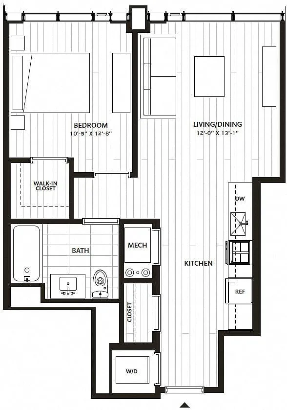 Floor plan 1 Bed/1 Bath-A5