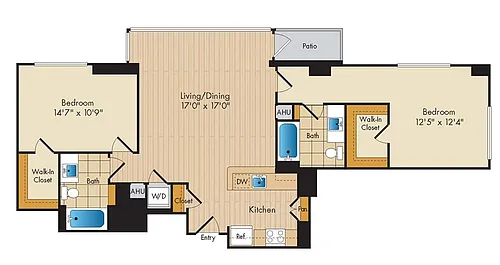 Floor plan 2 Bed 2 Bath Sig-BS5b