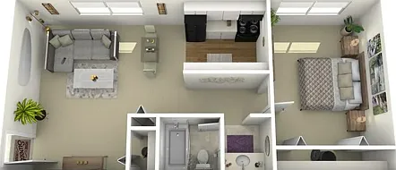 One bedroom, one bath, 650 square foot floor plan One bedroom, one bath, 650 square foot floor plan