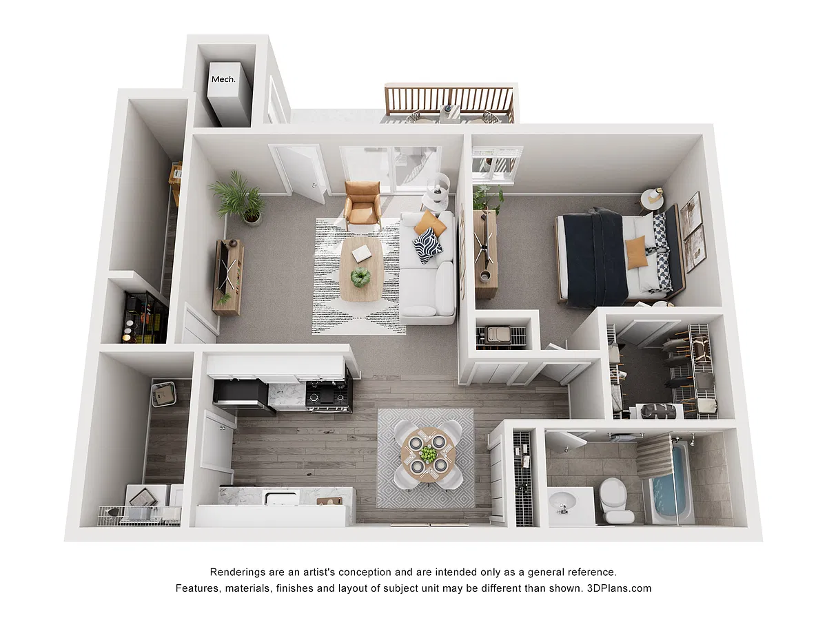 Floor plan 1 Bed, 1 Bath