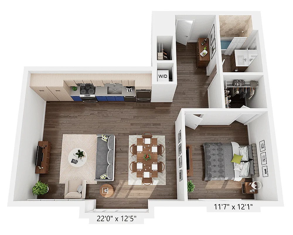 Floor plan One Bedroom A1Y