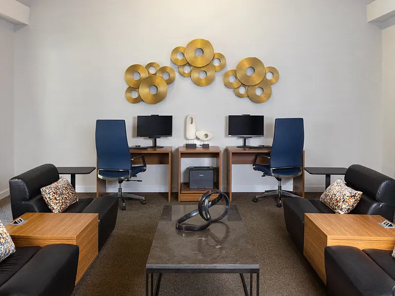 Business Lounge with computers and printers
