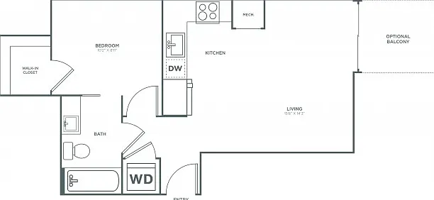One Bedroom One Bath (536 SF) One Bedroom One Bath (536 SF)