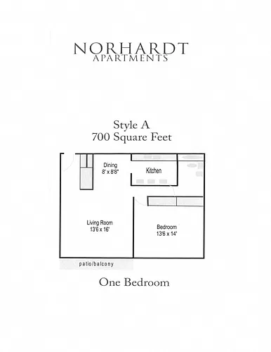 Floor plan 1 Bed 1 Bath Remodeled