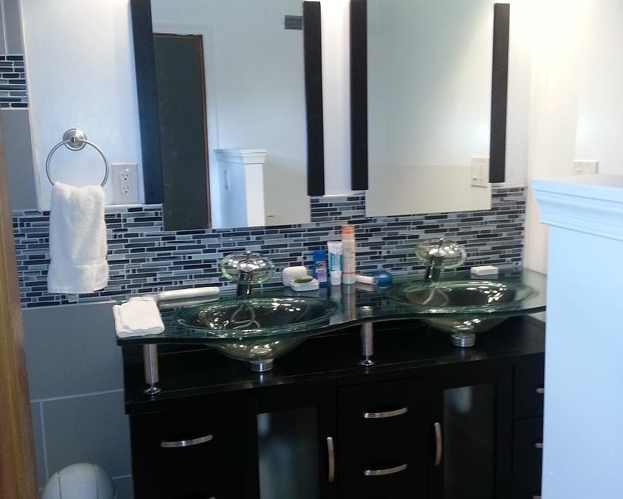 New Bathroom with Double Sink Vanity to easily share