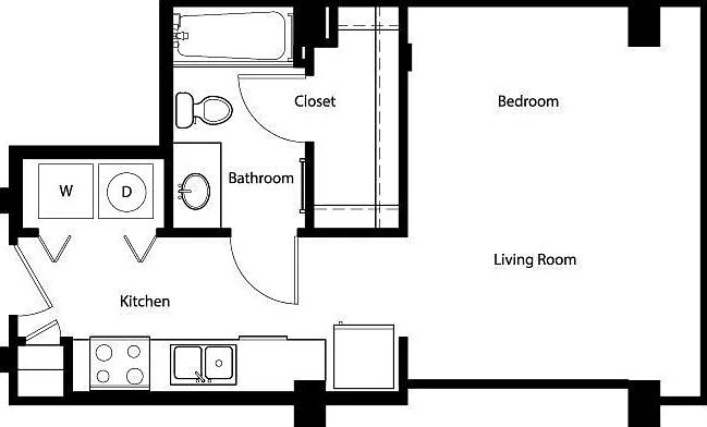 Gallery At Turtle Creek - E0 - 1 Beds - 1 Baths - 457 Sq. ft.