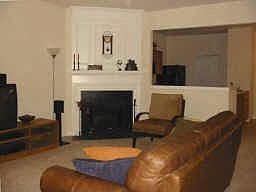 Elegant fireplace in family room.