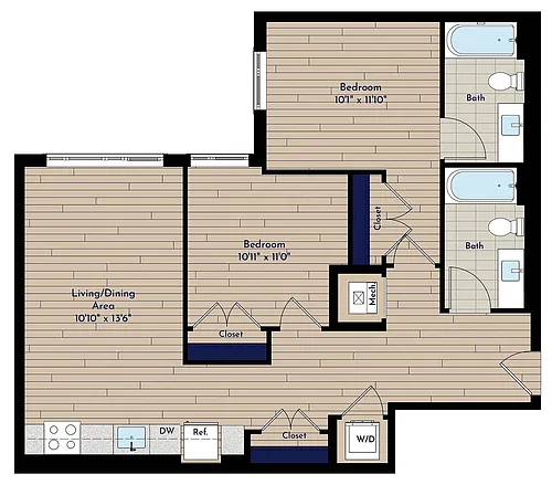 Floor plan B 2BR-E 70