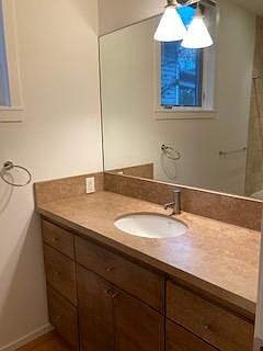 Vanity with stone countertop