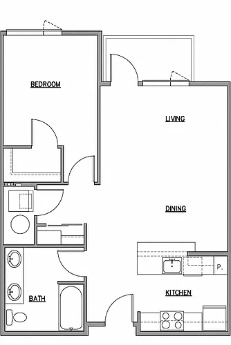 Floor plan 1 Bed 1 Bath M