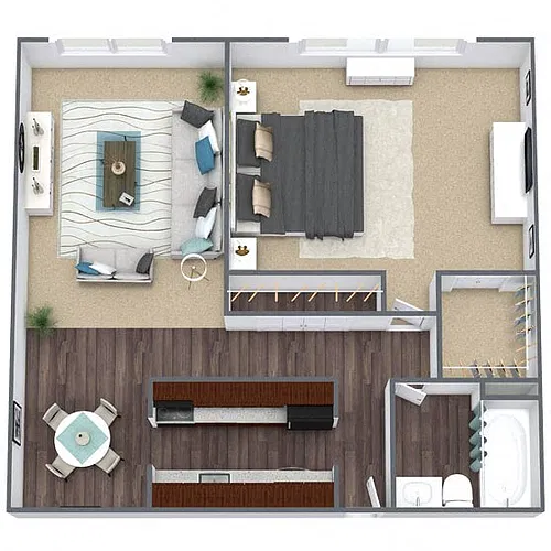 Floor plan A1: 1 Bed 1 Bath