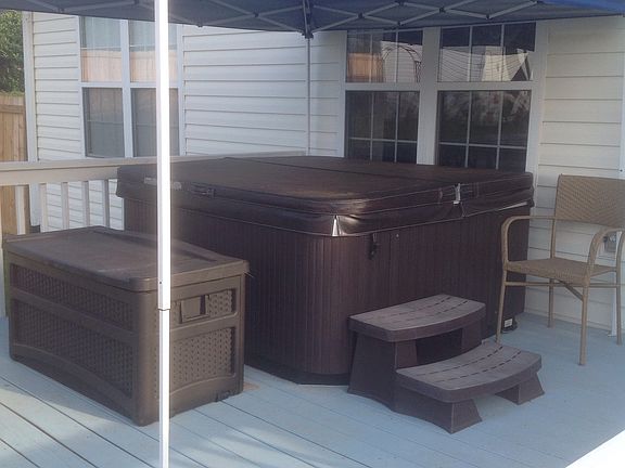 Back deck with hot tub