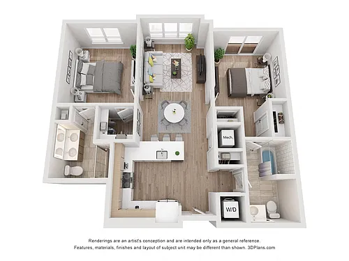 Floor plan Avenue G | 2 Bed/2 Bath-BW-02.1