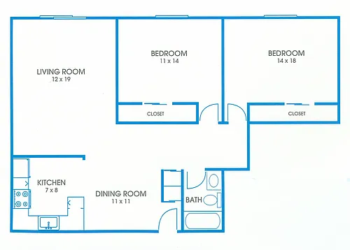 Floor plan 2 Bedroom Apartment Home