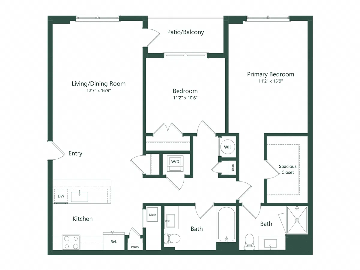 Floor plan 2B | 2 Bed | 2 Bath