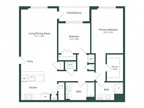 Floor plan 2B | 2 Bed | 2 Bath