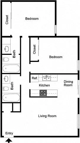 Floor plan 2 Bedroom 2 Bath