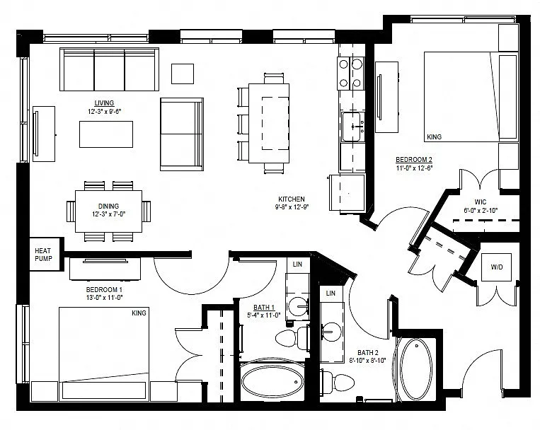 Floor plan Two Bedroom - Q (80%)