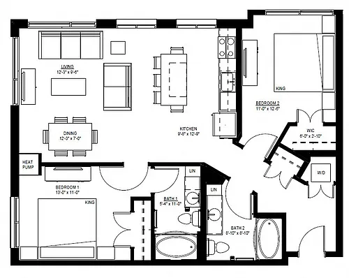 Floor plan Two Bedroom - Q (80%)