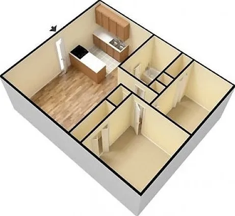 2 Bedroom Seminole Floor plan 3D 2 Bedroom Seminole Floor plan 3D
