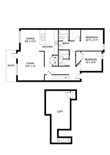 Floor plan 2 bed with loft