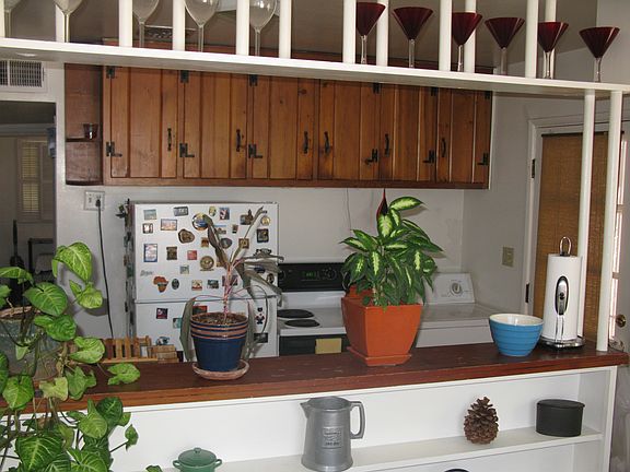 View of kitchen from dining area