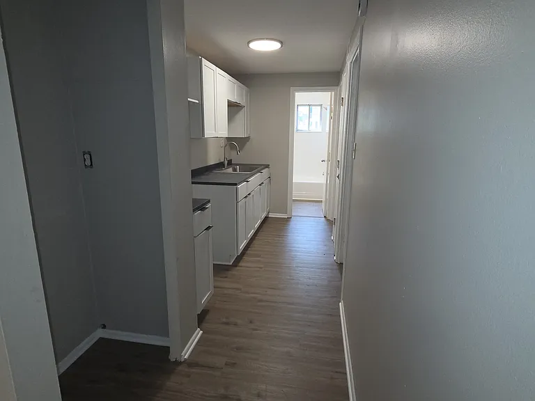 Galley Kitchen entrance. The appliances are on the way.