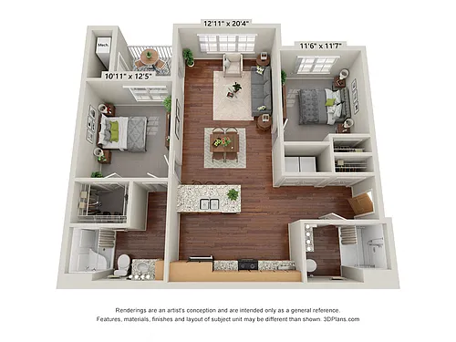 Floor plan Two Bedroom - A (Wheelchair Accessible)