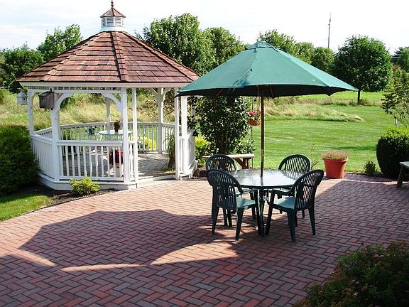 Views of conserved land from the patio and gazebo