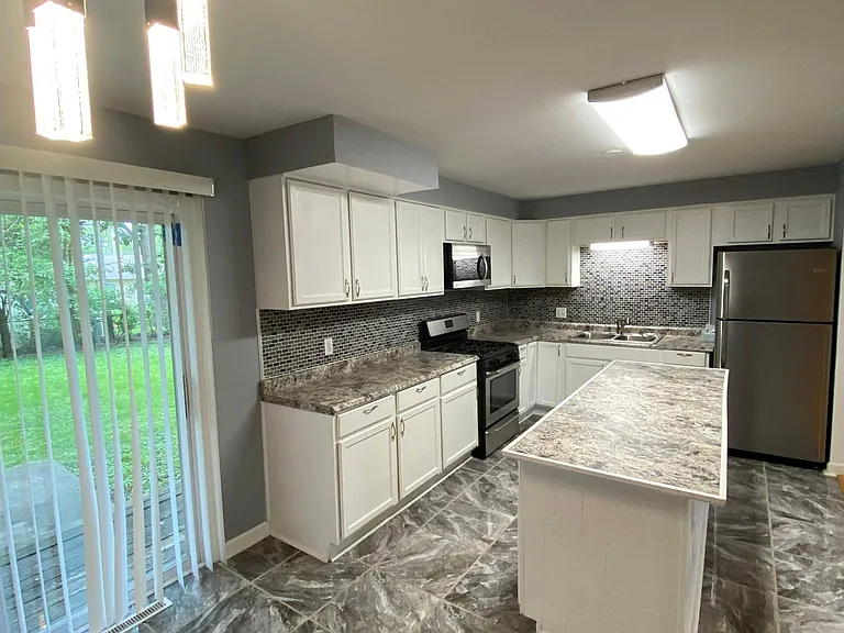 Kitchen area and backyard