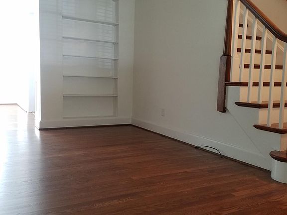 Living room with built-in shelves