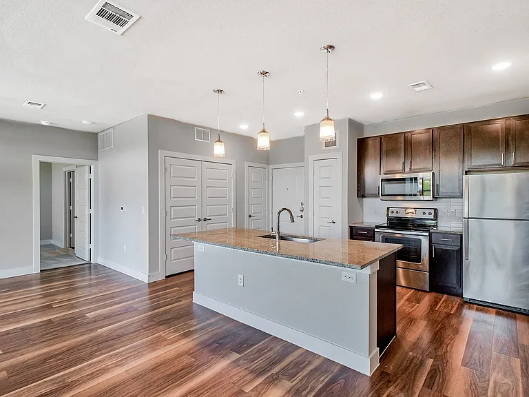 Spacious kitchen with island