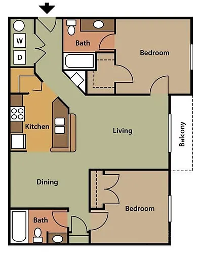 Floor plan 2 Bed 2 Bath