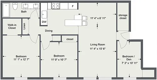 Floor plan 3 Bedroom 1 Bath Renovated