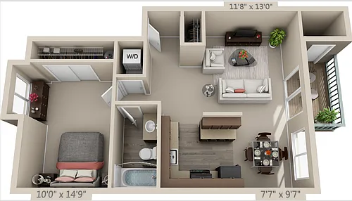 Floor plan 1x1a