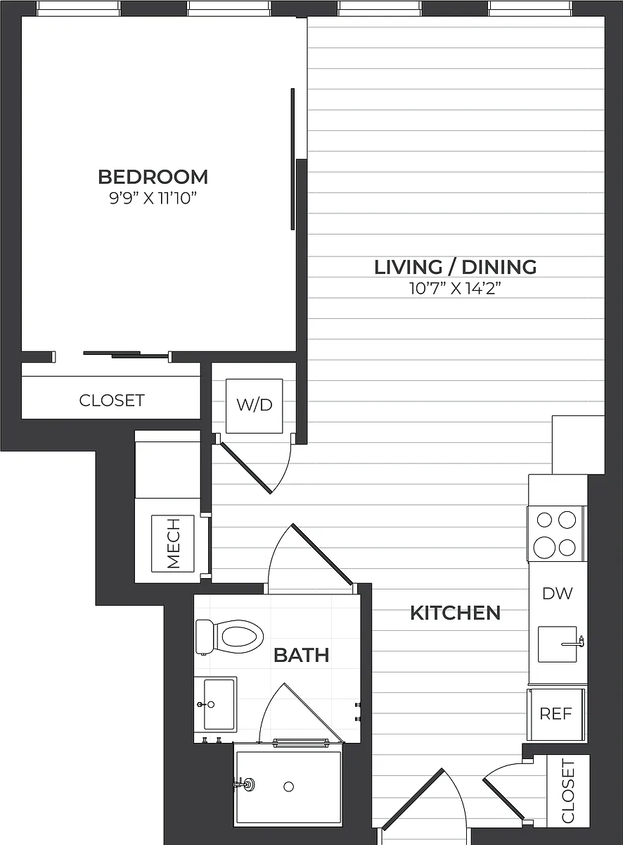 Floor plan 1 Bed/1 Bath-A2-Stone