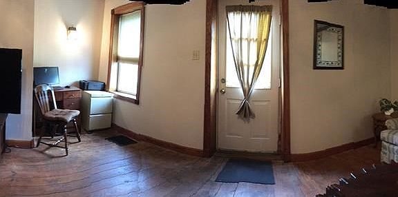 Panoramic view of family room.