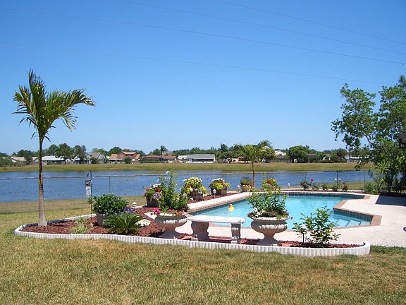 Pool with exotic landscape