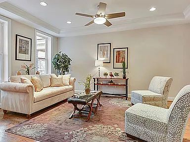The living room is still spacious