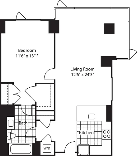 Floor plan 1 Bed (North)- 842