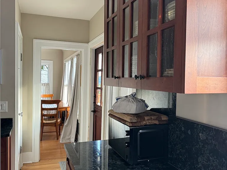 view from kitchen towards living, dutch door to let the breeze in