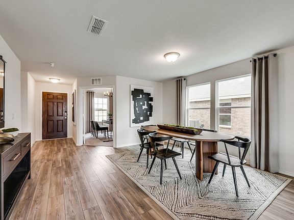 Dining area with large windows