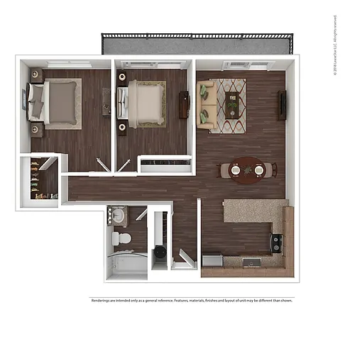 Floor plan 2 Bedroom 1 Bathroom