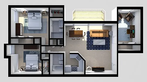 Floor plan Two Bedroom with Den