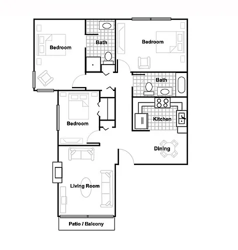 Floor plan Three Bedroom