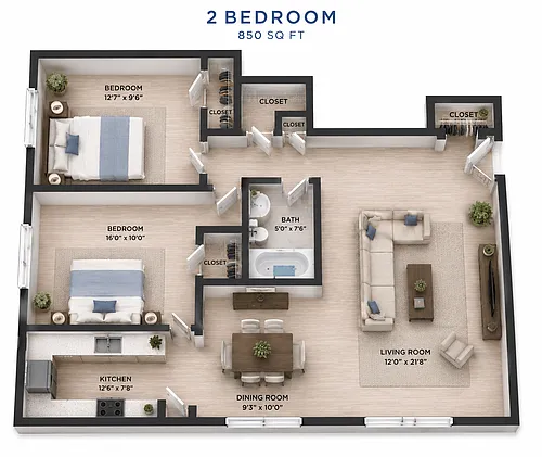 Floor plan TWO BEDROOM