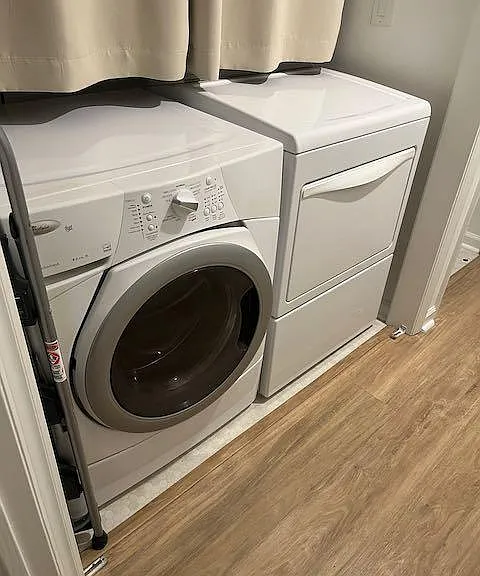Full size washer and dryer are included.