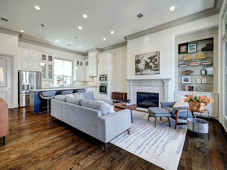 Hardwood floors and high ceilings (12") are added features of this space.